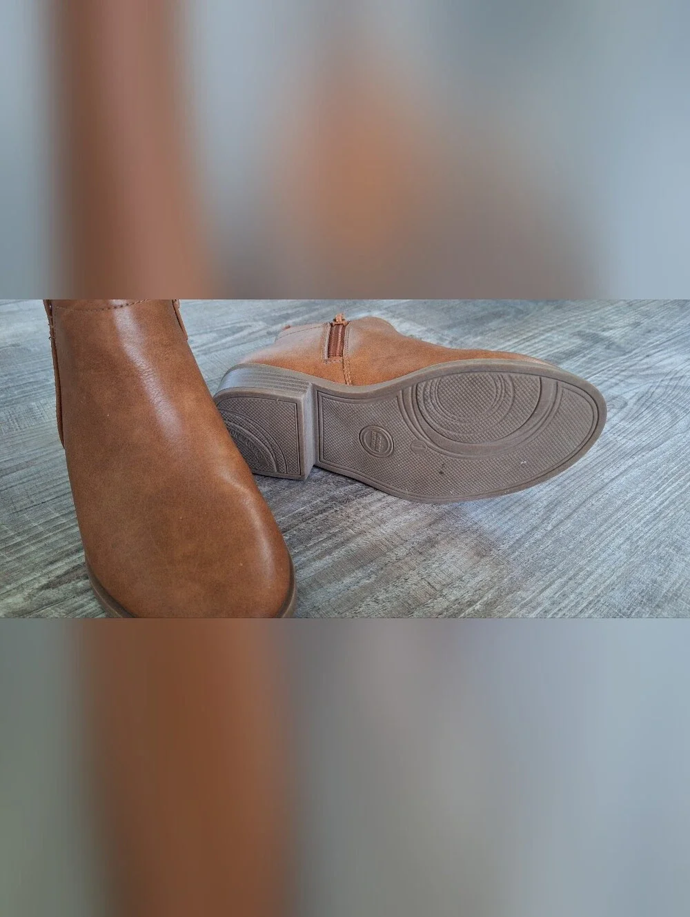 Little Girls Tan Ankle Booties with Side Zip